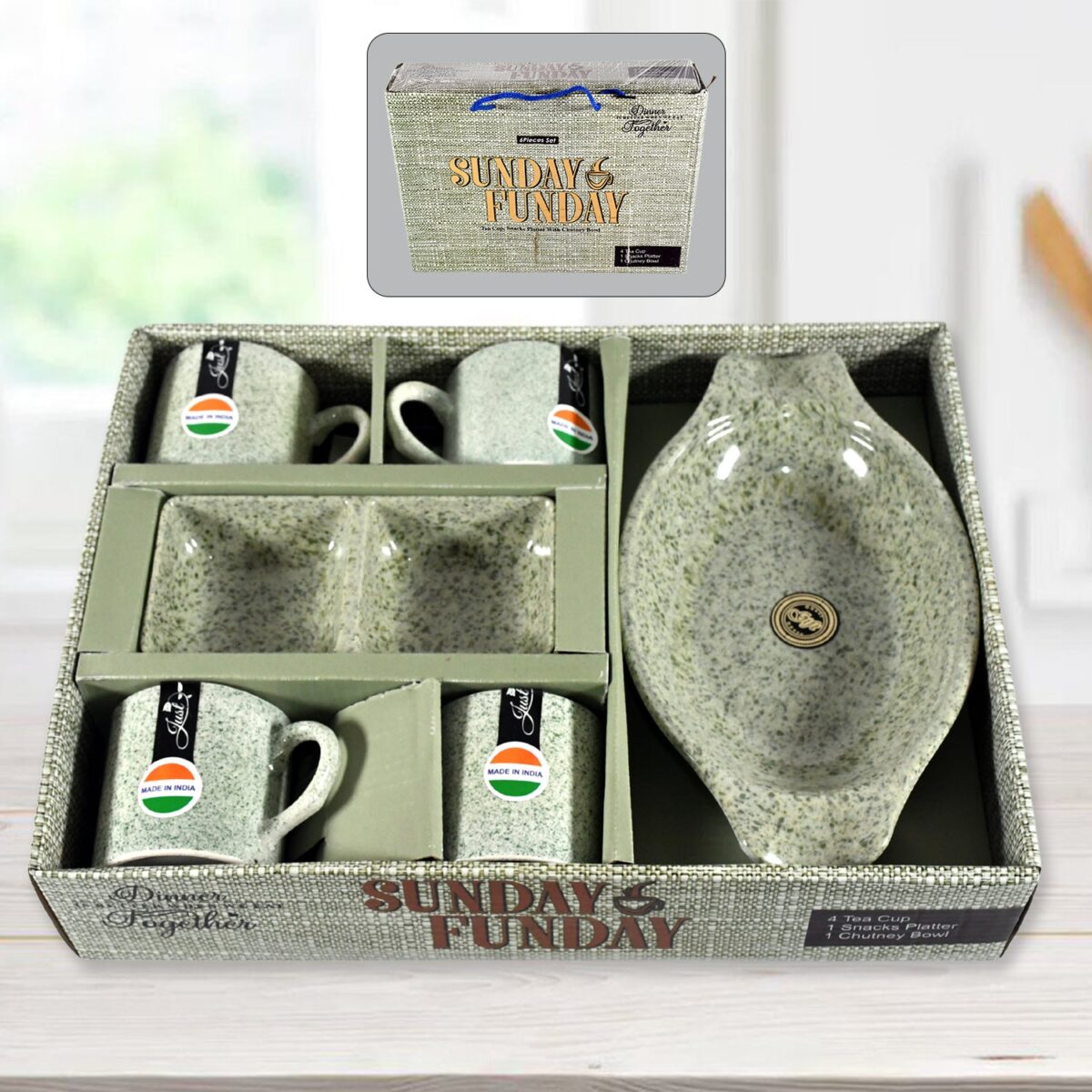 Sunday Funday 6-Piece Tea Set â€“ Platter & Dual Bowl - Image 2