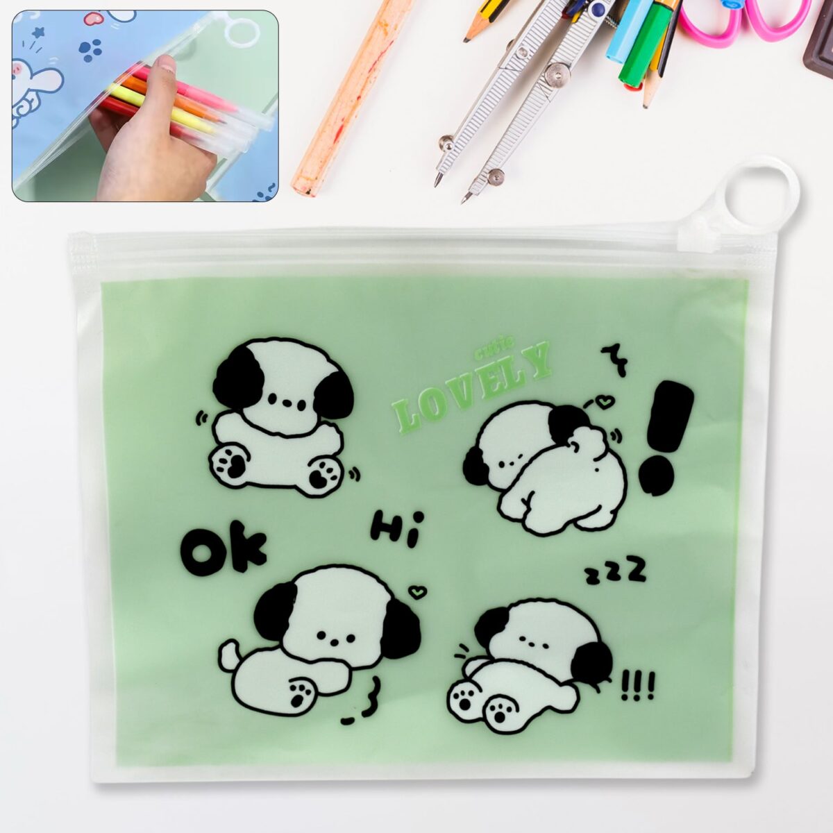 Reusable Multipurpose Pouch Pen Stationary Case Travel, Boys & Girls Pouch with Zip for Travel, School, Stationary (1 Pc/ Mix Design) - Image 1