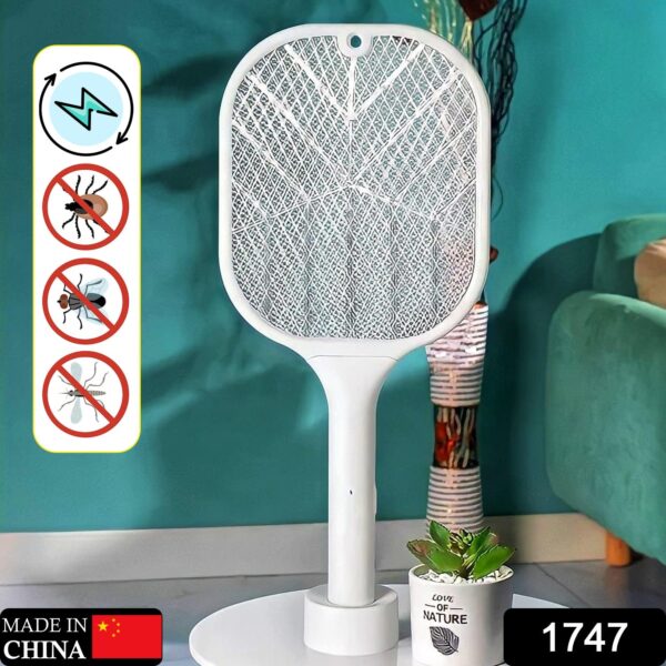 Rechargeable Mosquito Killer Racket with UV Light & USB Charging Base