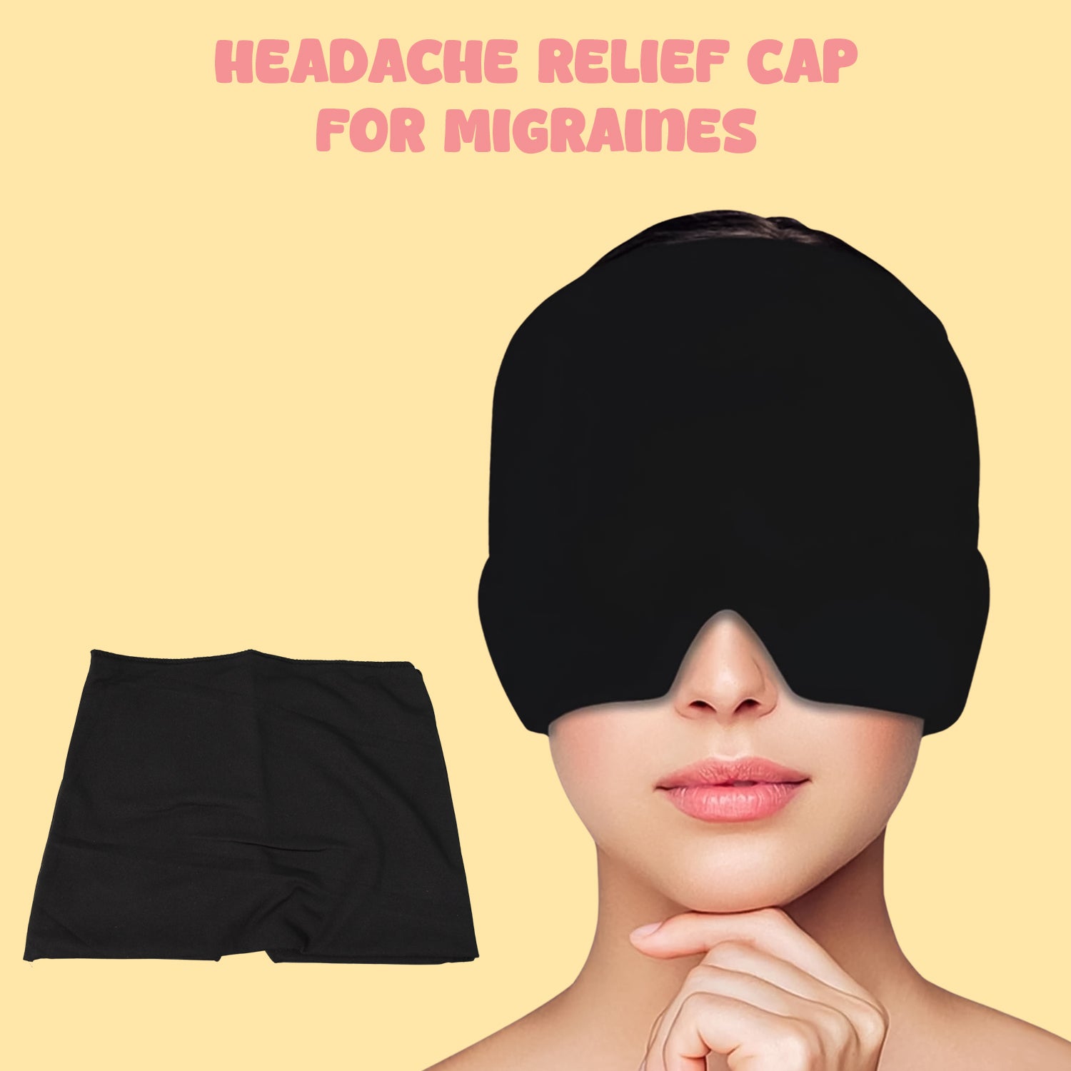 01_7626e126-701b-40b7-8092-7cdd02750b41.jpg Headache Relief Hat Migraine Cap (1 pc / Black color) - Image 1