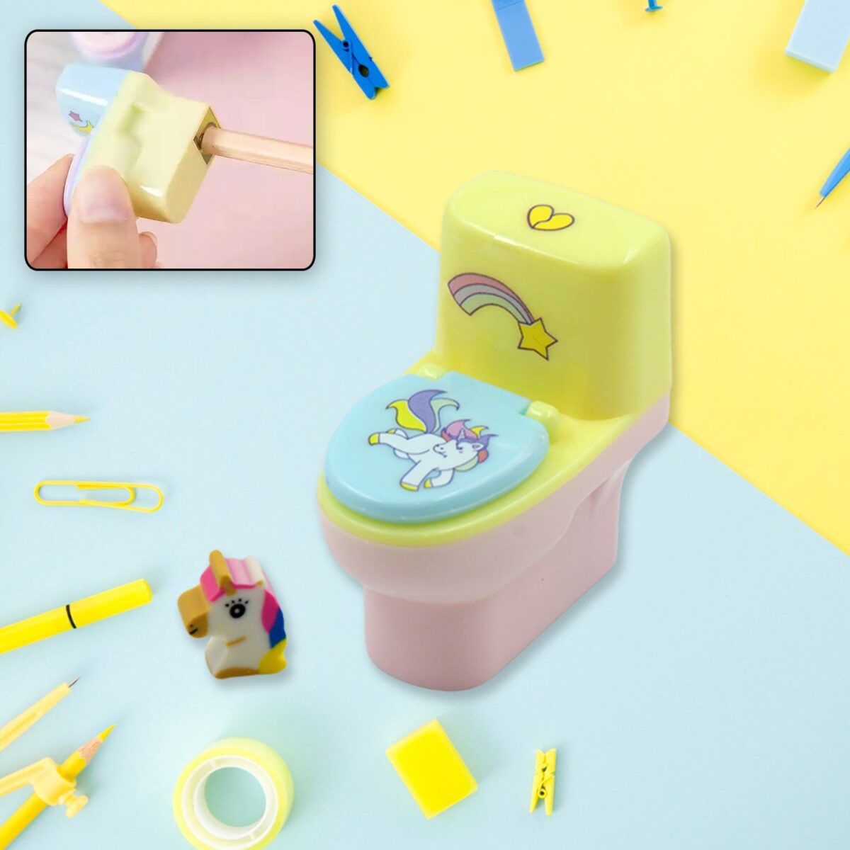 Fun & Functional! Toilet Sharpener with Eraser (2 Pc Set) - Image 1