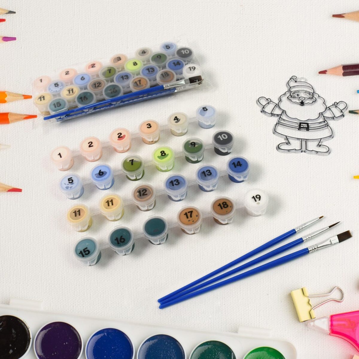 Paint by Number Kits 2 Set 19 Number Color, 6 paint brushes (2 Set) - Image 1