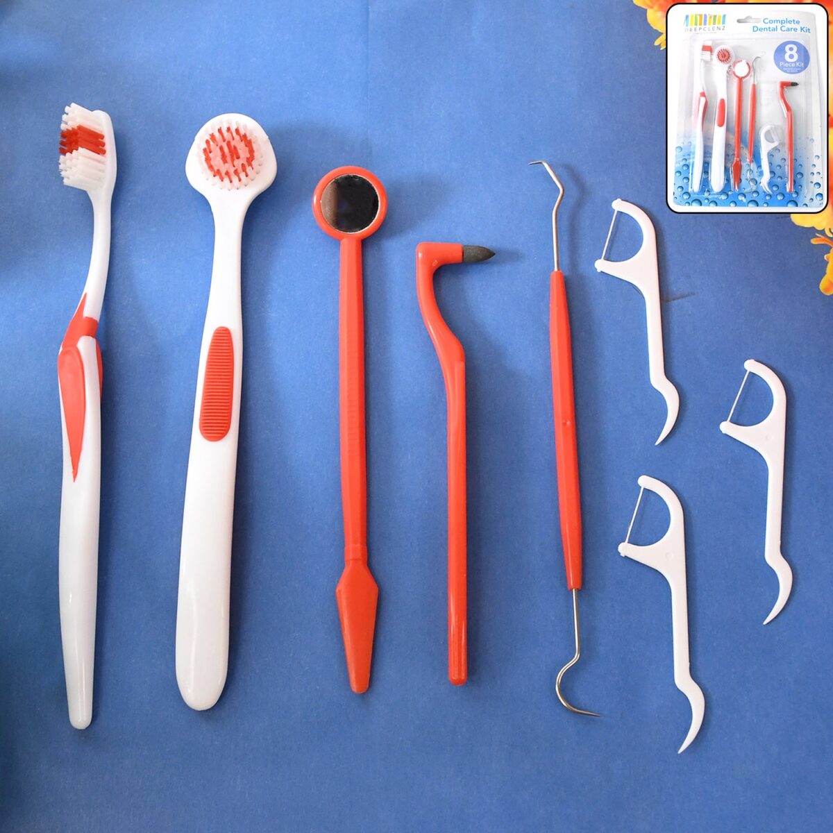 Ergonomically designed anti-slip handles  Durable plastic and stainless steel tools  Helps remove plaque, tartar, and food particles  Ideal for use between dentist visits  Travel-friendly and hygienically packaged - Image 1