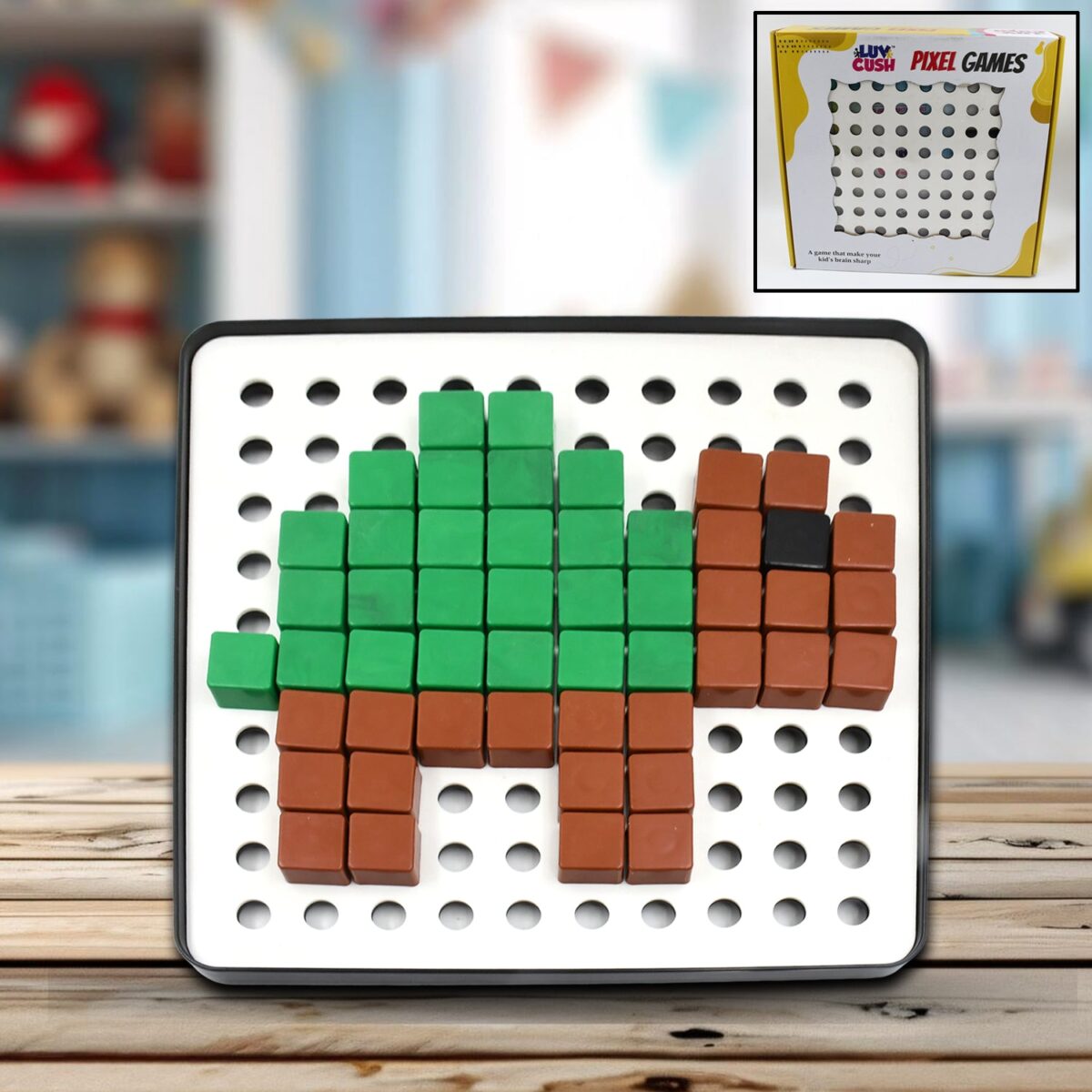 Pixel Cubes Toy for Children Early Education, Pixel Game Educational Board Games Board, Birthday Gift for Kids, Learning Math Toy, Brain Games, Math Puzzle (Approx 180 Cubes With Pixel Board & Book) - Image 1