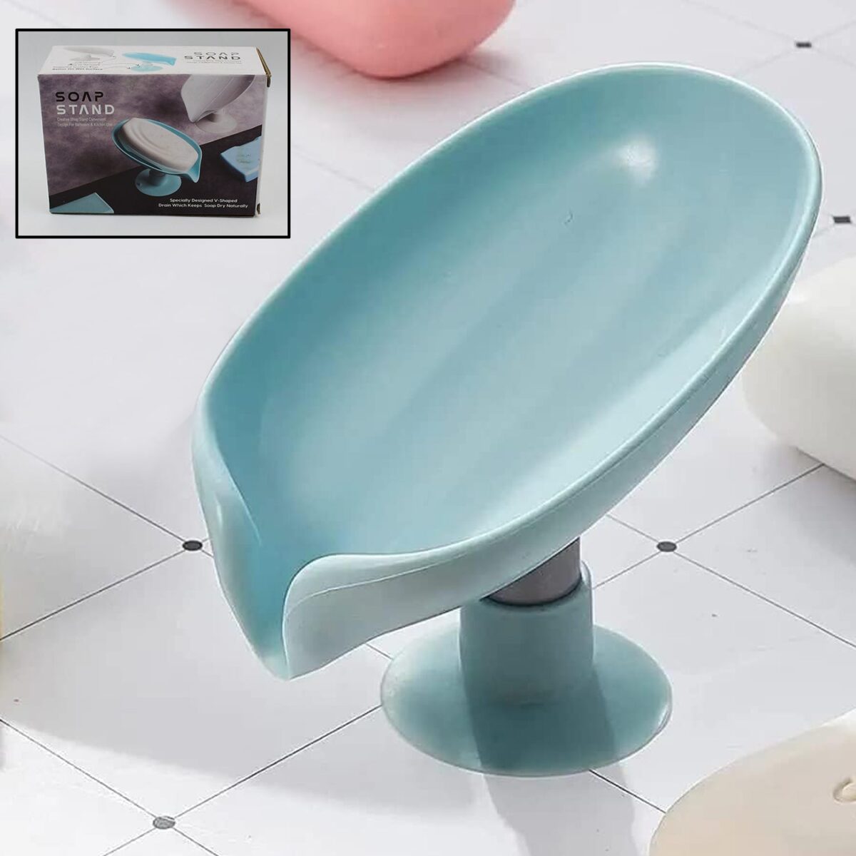 Soap Holder Stand Self Draining Soap Dish Holder Soap Box (1 Pc) - Image 1