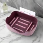 Plastic Soap Dish Holder for Bathroom Shower Wall Mounted Self Adhesive Soap Holder Saver Tray-Plastic Sponge Holder for Kitchen Storage Rack Soap Box, Bathroom (1 Pc)