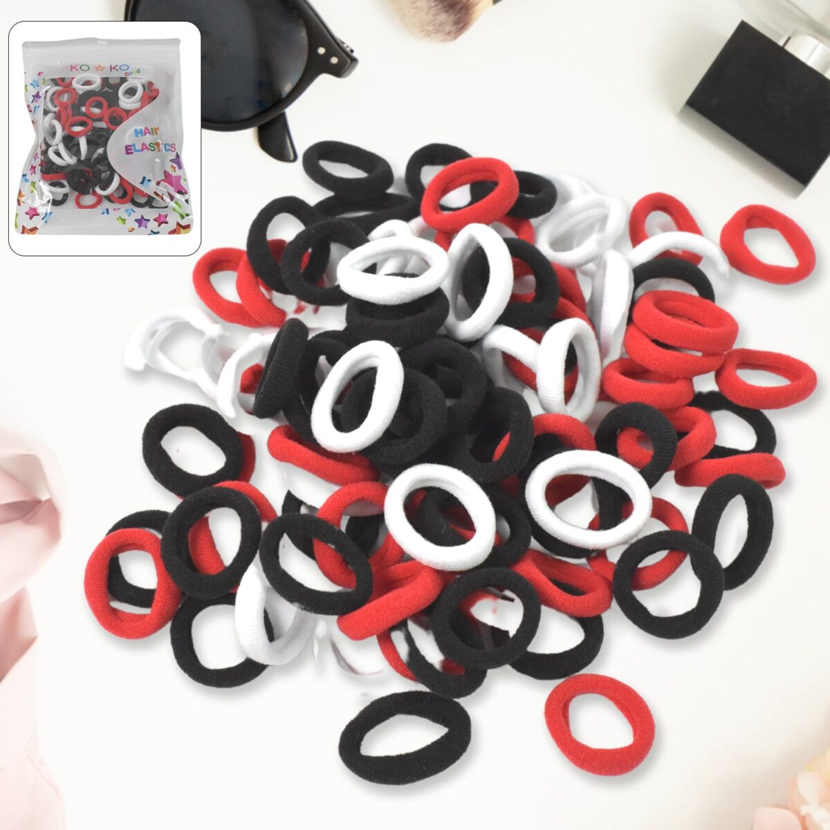 Small Hairbands Bands for Hair Rubber Bands (Pack of 50 / Multicolour), Hair accessories - Image 1