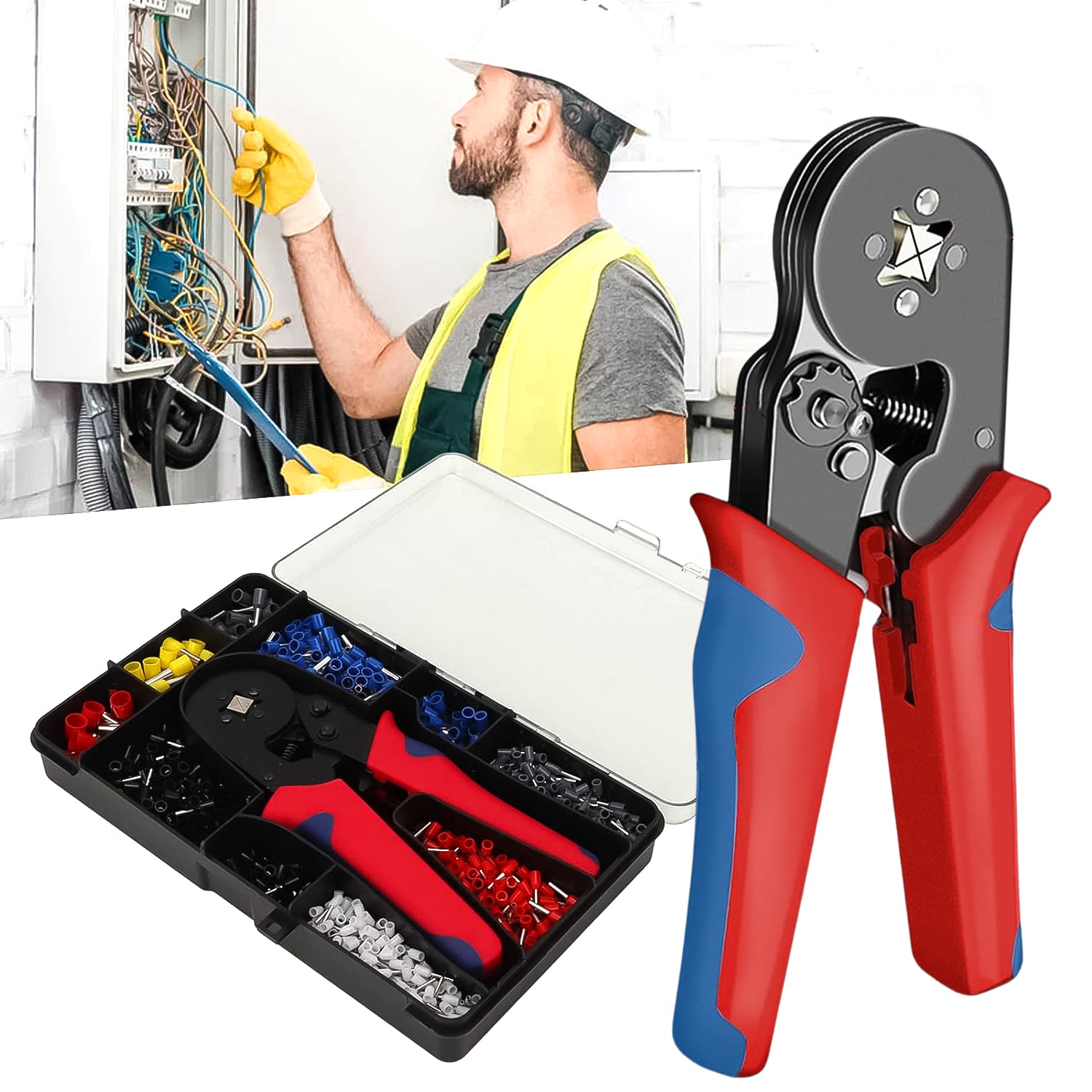 01_8af14134-18f9-4bf3-a70e-65b8db51d4b3.jpg Wire Ferrule Kit with 1200PCS Wire End Ferrules & Crimper Plier - Image 1