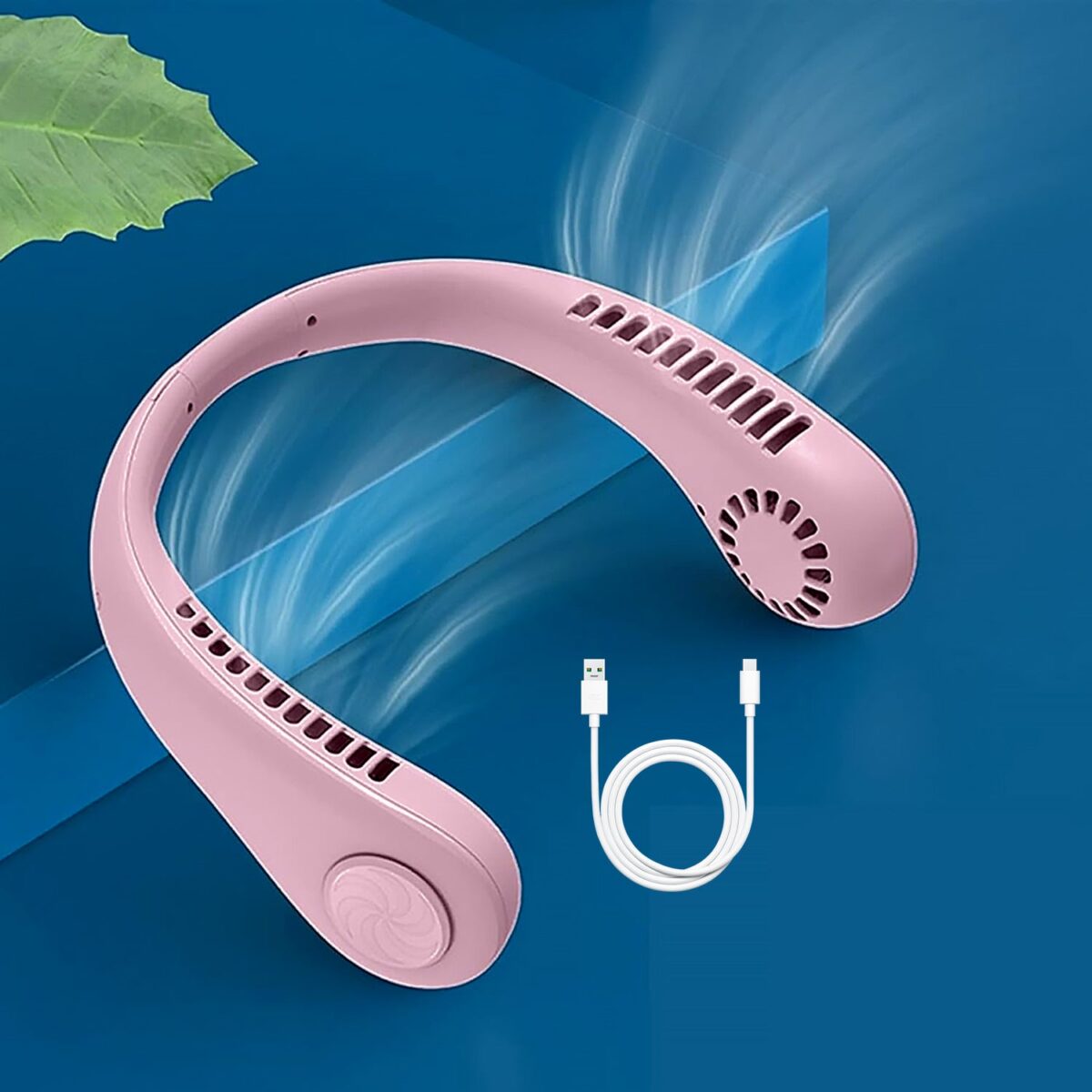 Portable Neck Fan: Holiday Hands Free Bladeless Neck Fan, 360Ã‚Â° Cooling Hanging Fan, USB Rechargeable Personal Neck Fan, Wearable Neck Fan Suitable for Traveling - Image 2