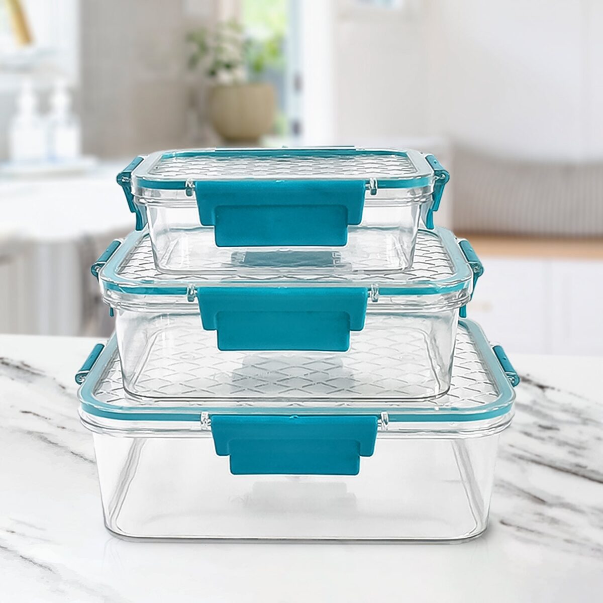 Multipurpose Plastic Containers / Lunch Boxes (3 Pcs Set / 1500, 750, 350 ML Approx) - Image 1