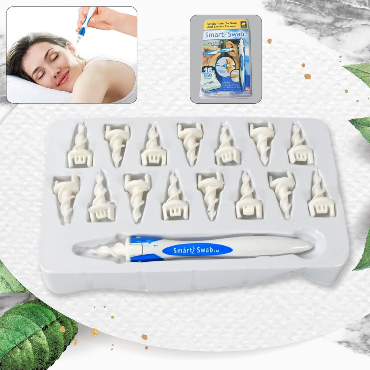 Ear Wax Removal Ear Cleaner Earwax Remover Spiral Soft Silicone Safe Upgraded Smart Earwax Removal Tool Swab Kit With 16 Replacement Tips For Adults & Kids - Image 1
