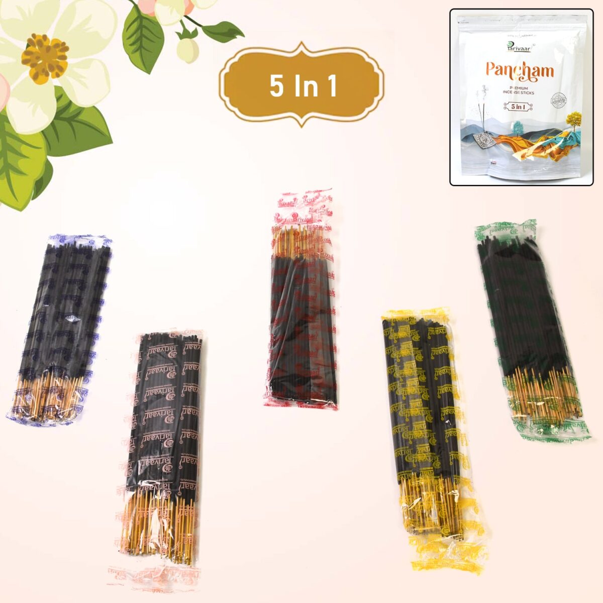 5in1 Pancham Premium Agarbatti / Incense Sticks (450 GM) - Image 1