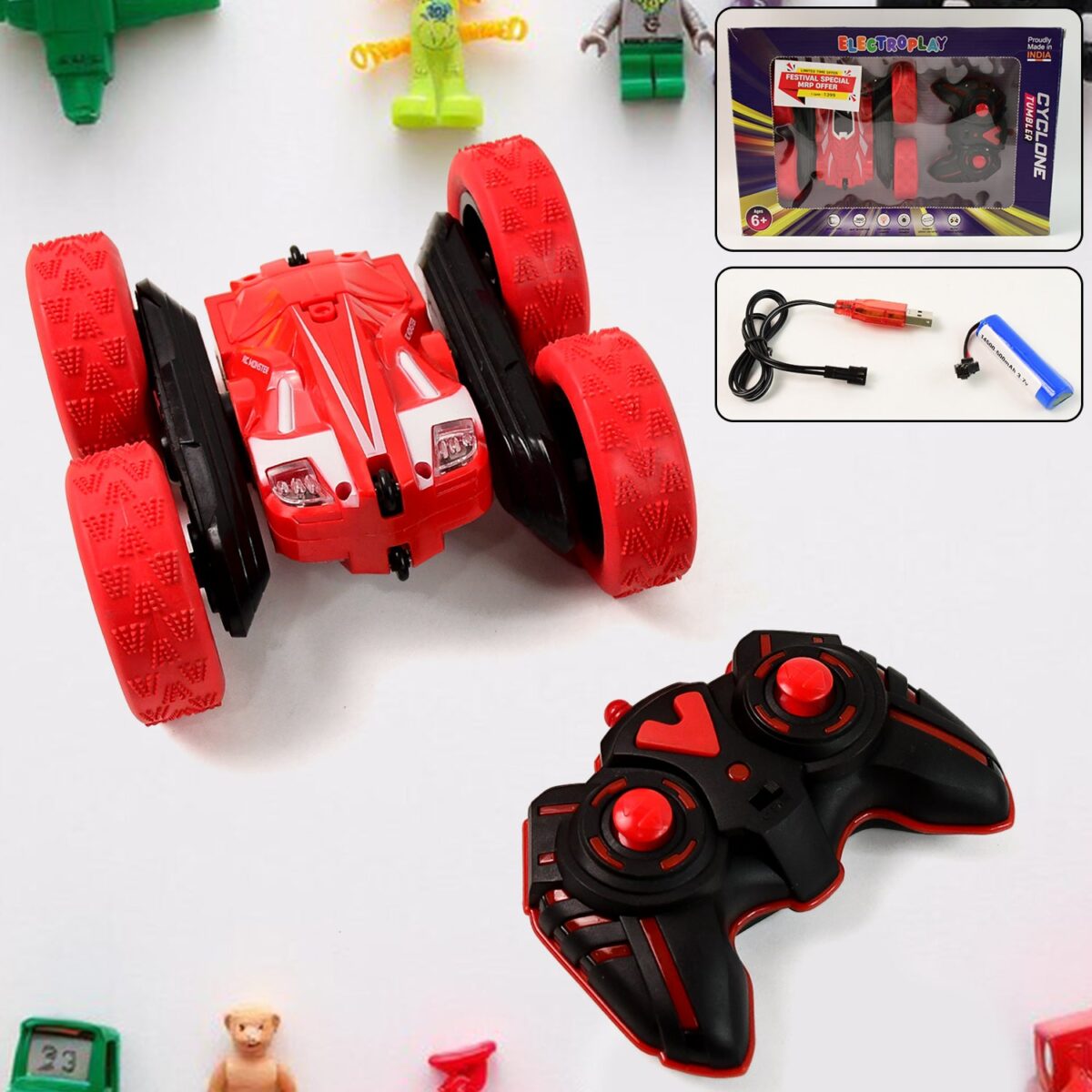 Electroplay Remote Control Car, Double Sided Fast Stunt Car (1 Set) - Image 1
