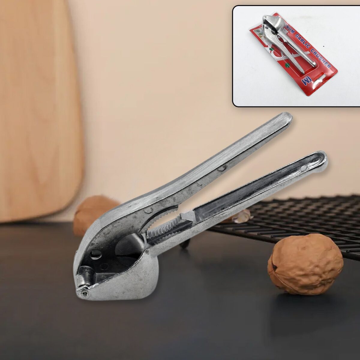Garlic Press All Aluminum Easy to Use with Light Weight without Difficulty Cooking Baking, Kitchen Tool, Safe - Image 2