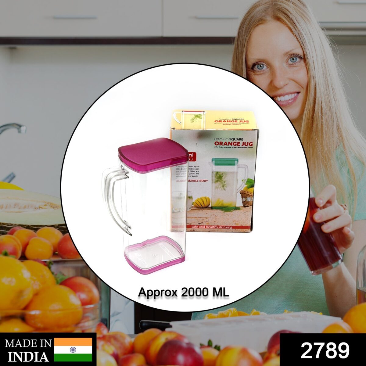 2000Ml Square Jug For Carrying Water And Types Of Juices And Beverages And All. - Image 2