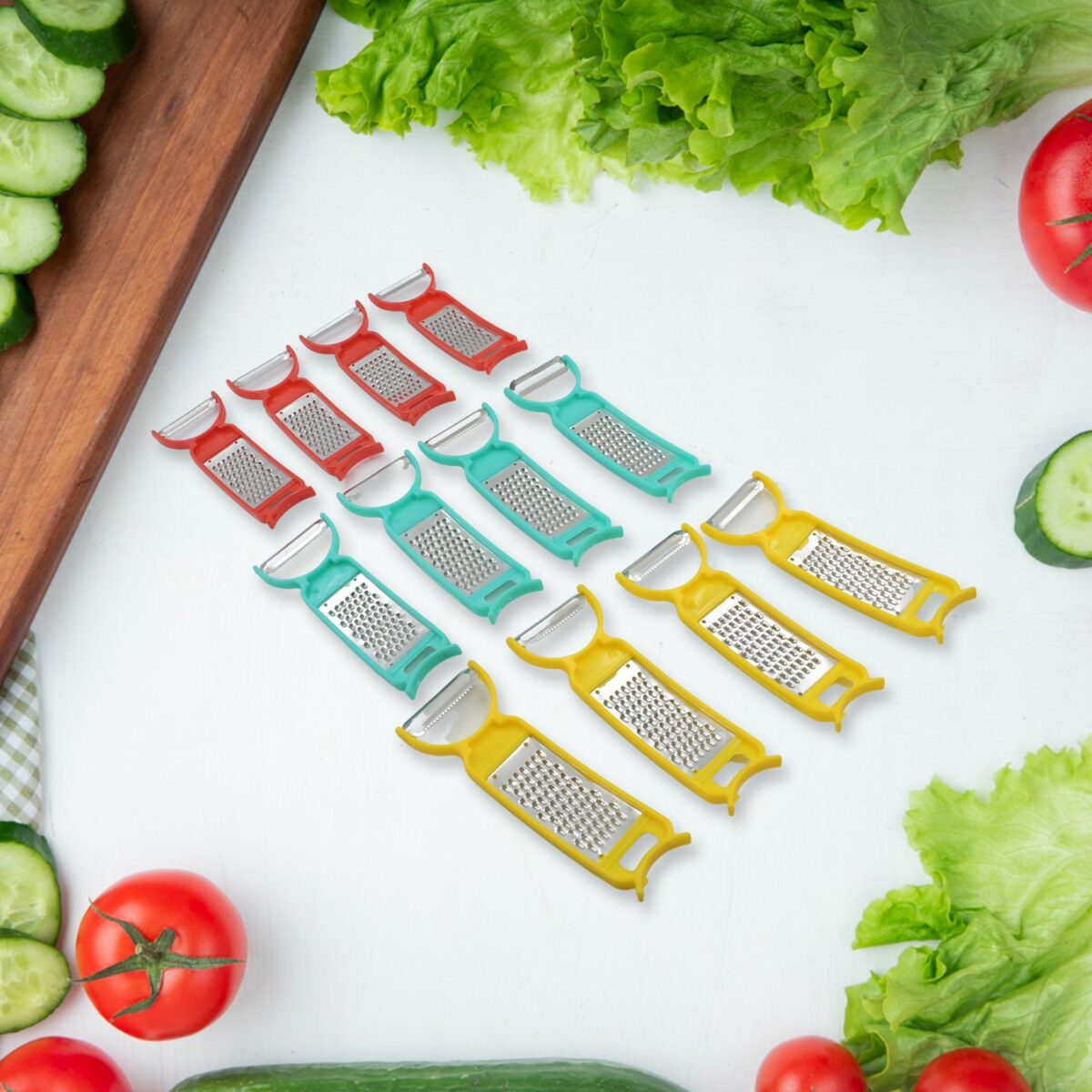 Kitchen 3 in 1 Multi Purpose Vegetable Peeler Grater Cutter for Food Preparation Kitchen 3 in 1 Multi Purpose Vegetable Peeler Grater Cutter for Food Preparation (12 Pc Set) - Image 4