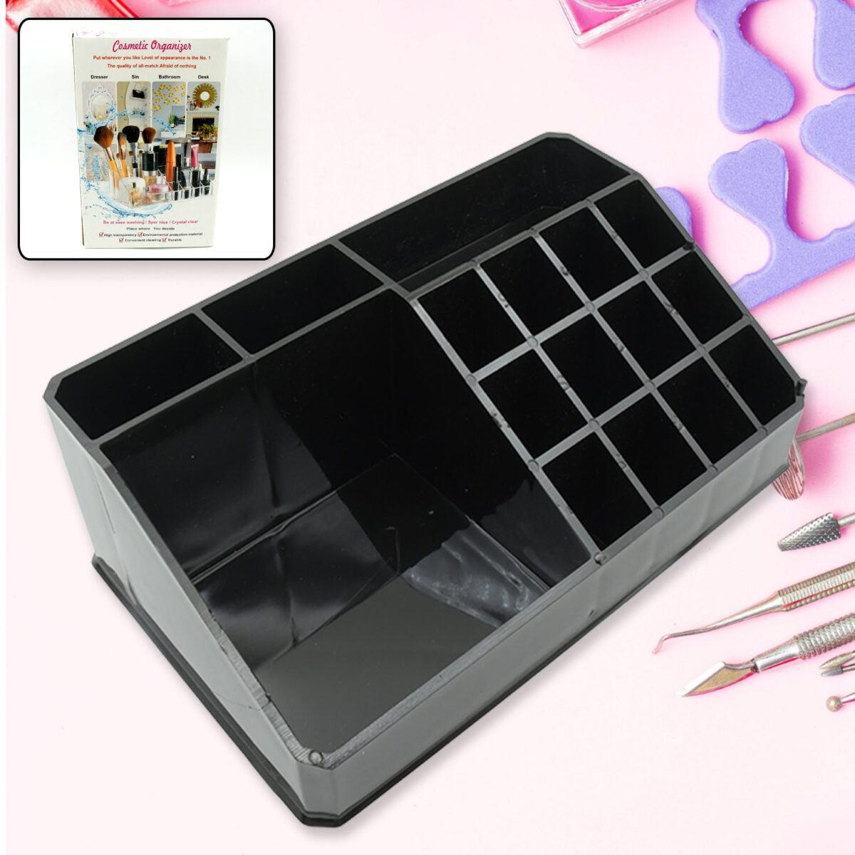 Cosmetic Organiser 16 Compartment Cosmetic Makeup Storage Organiser Box - Image 1