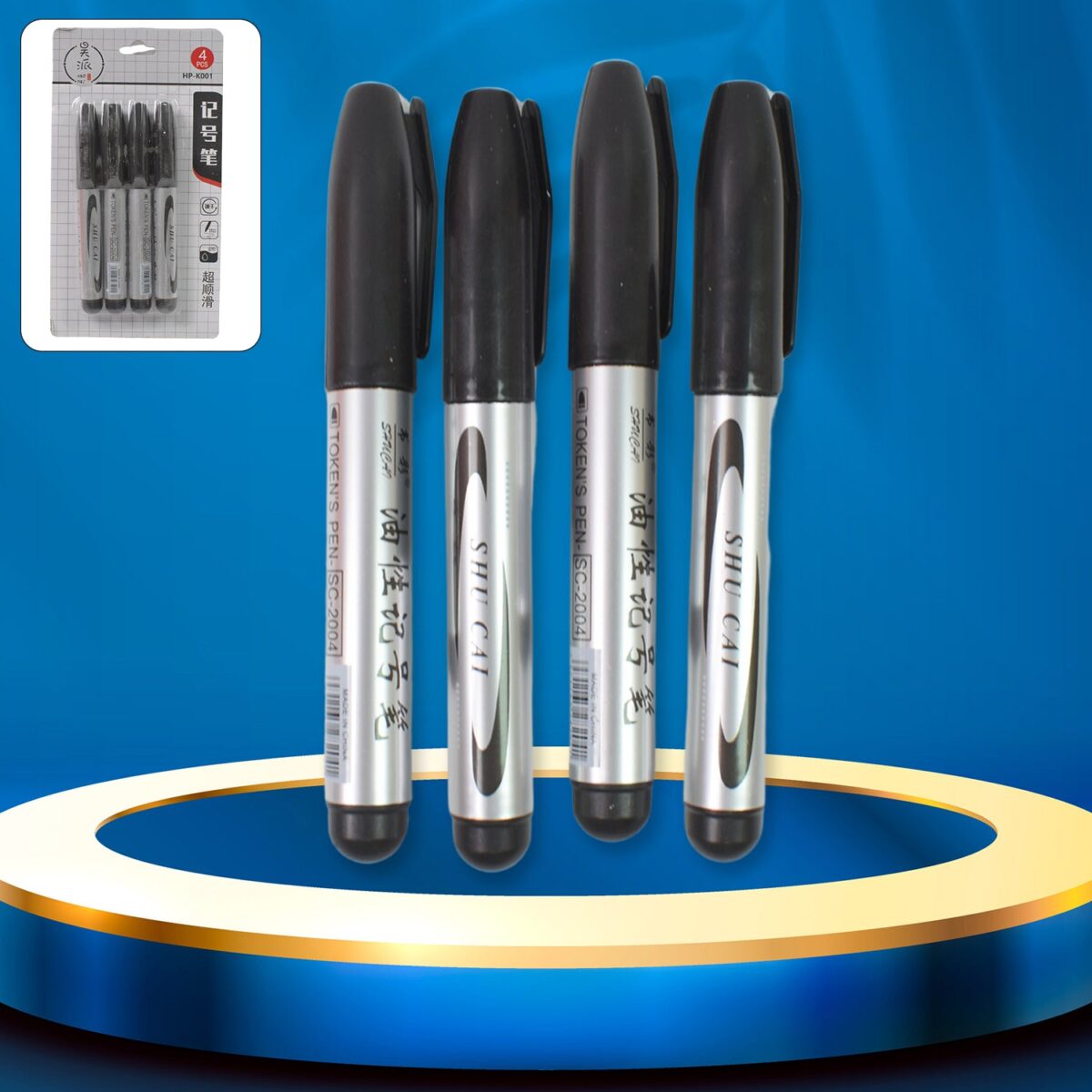 Black Marker used in all kinds of school, college (4 Pcs Set) - Image 1