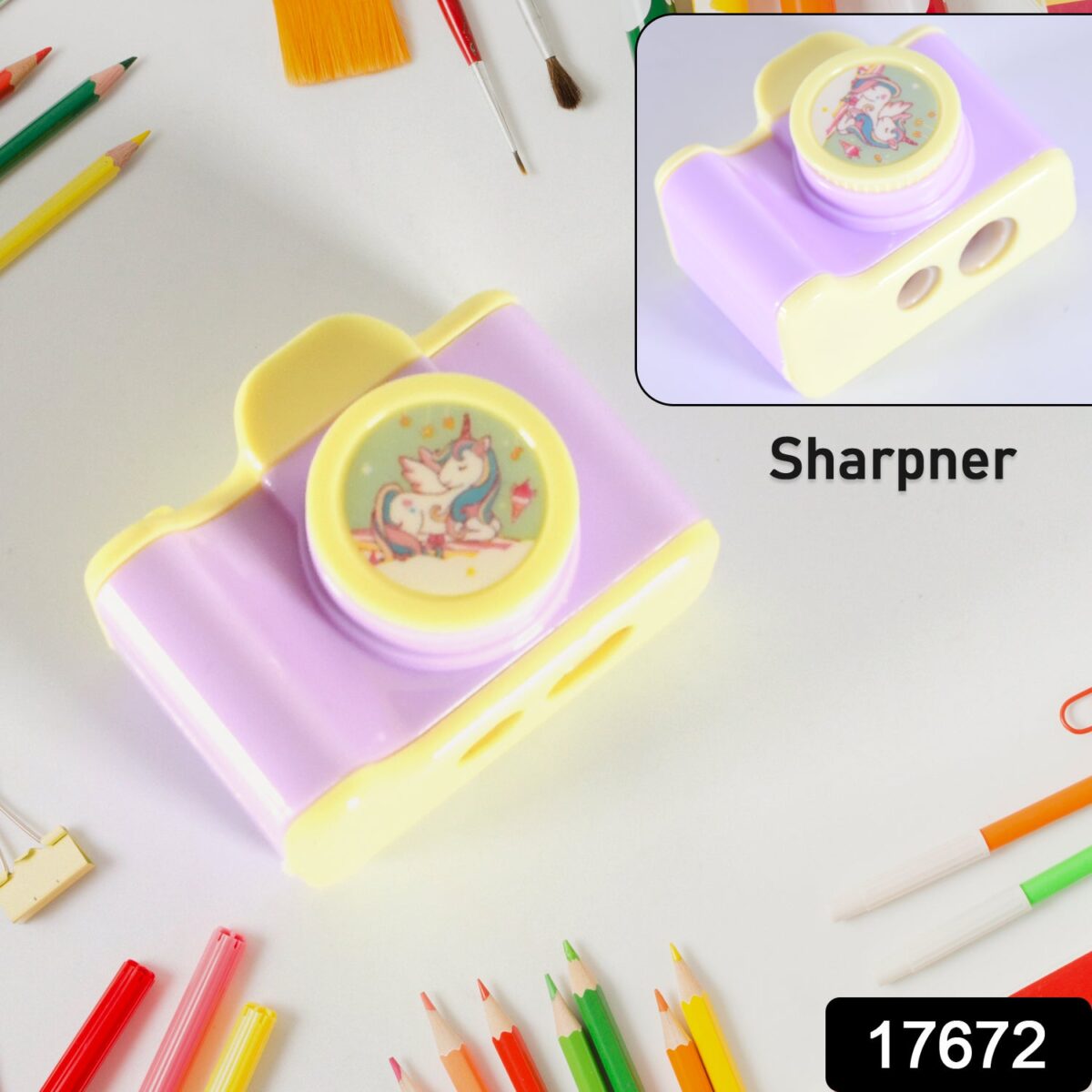 Camera Shape Pencil Sharpener Ã¢â‚¬â€œ Stylish & Lightweight Manual Sharpener for Kids & Office Use (1 Pc) - Image 2