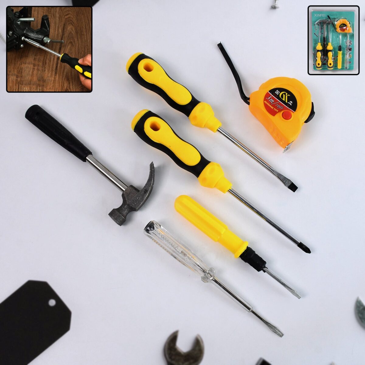 6 in 1 Hand Tool Kit Repair Home Screwdrivers Tool Kit with Tools Including Daily - Image 1