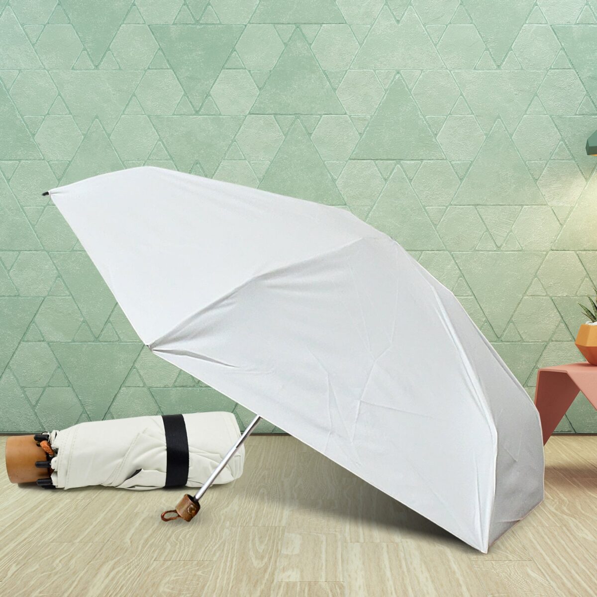 3-Fold Sun & Rain Protective Solid Foldable Umbrella, (1 Pc) - Image 1