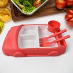 Kid's Car Shaped Plates Cup / Lunch Box Dinnerware Set (4 Pcs Set / 1000 ML Lunch Box) - Image 8