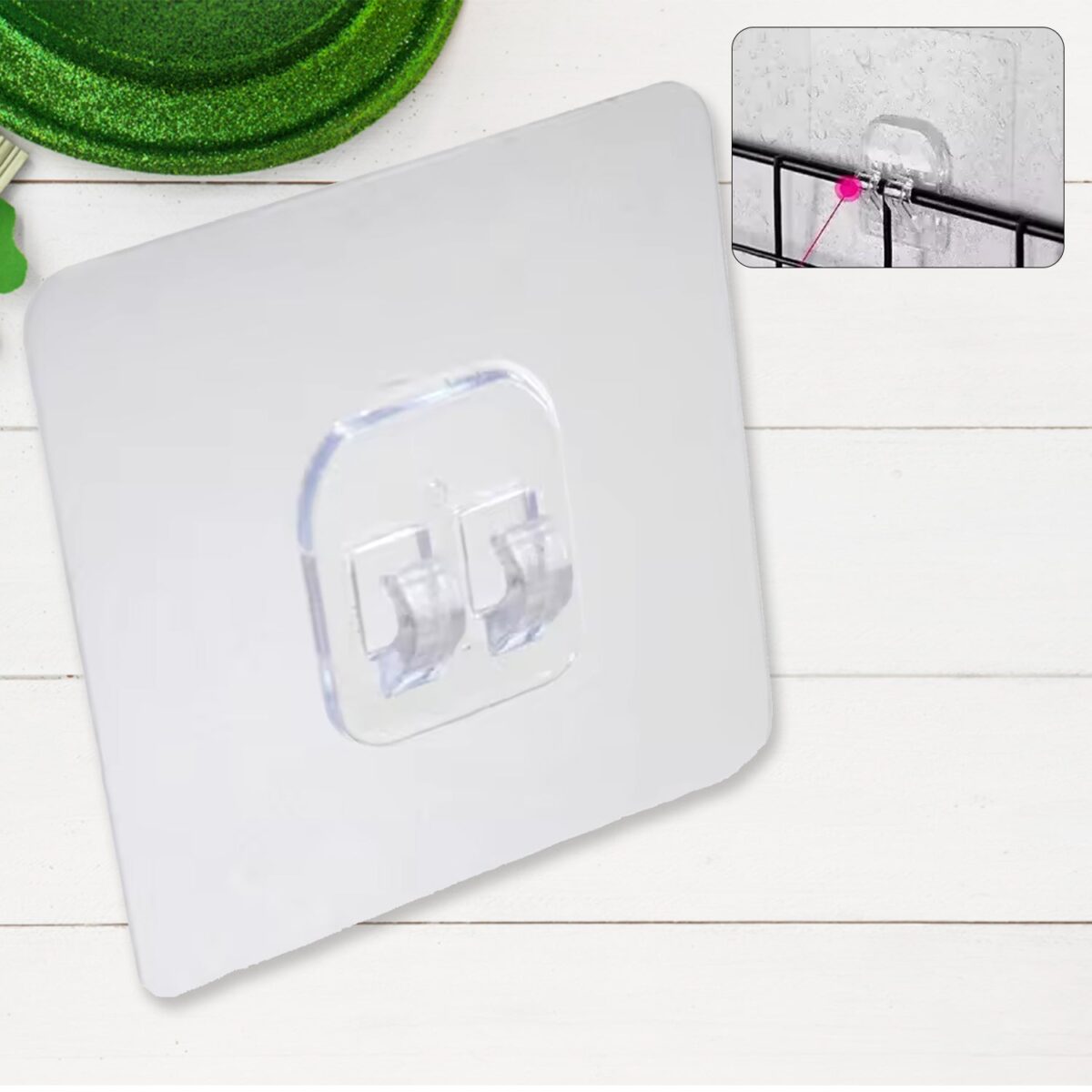 Household Self Adhesive Wall Hooks, Punch-Free Wall-Mounted Hook, Seamless Transparent No Nails Drill Waterproof Hooks for Bathroom, Kitchen, Home (1 Pc) - Image 1