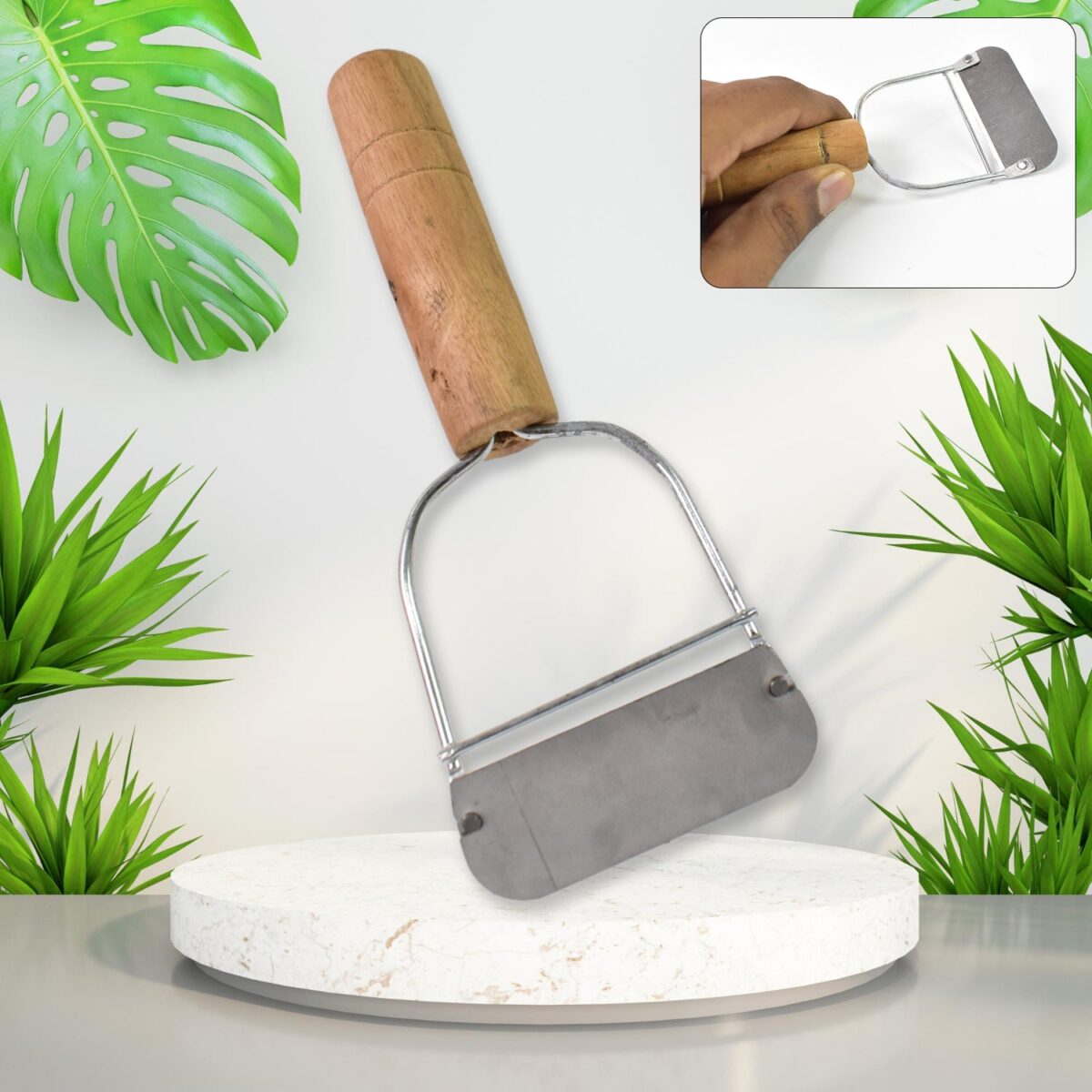 Wooden Handle Metal Vegetable Cutter, Peeler, Slicer (1 Pc / B Grade) - Image 1