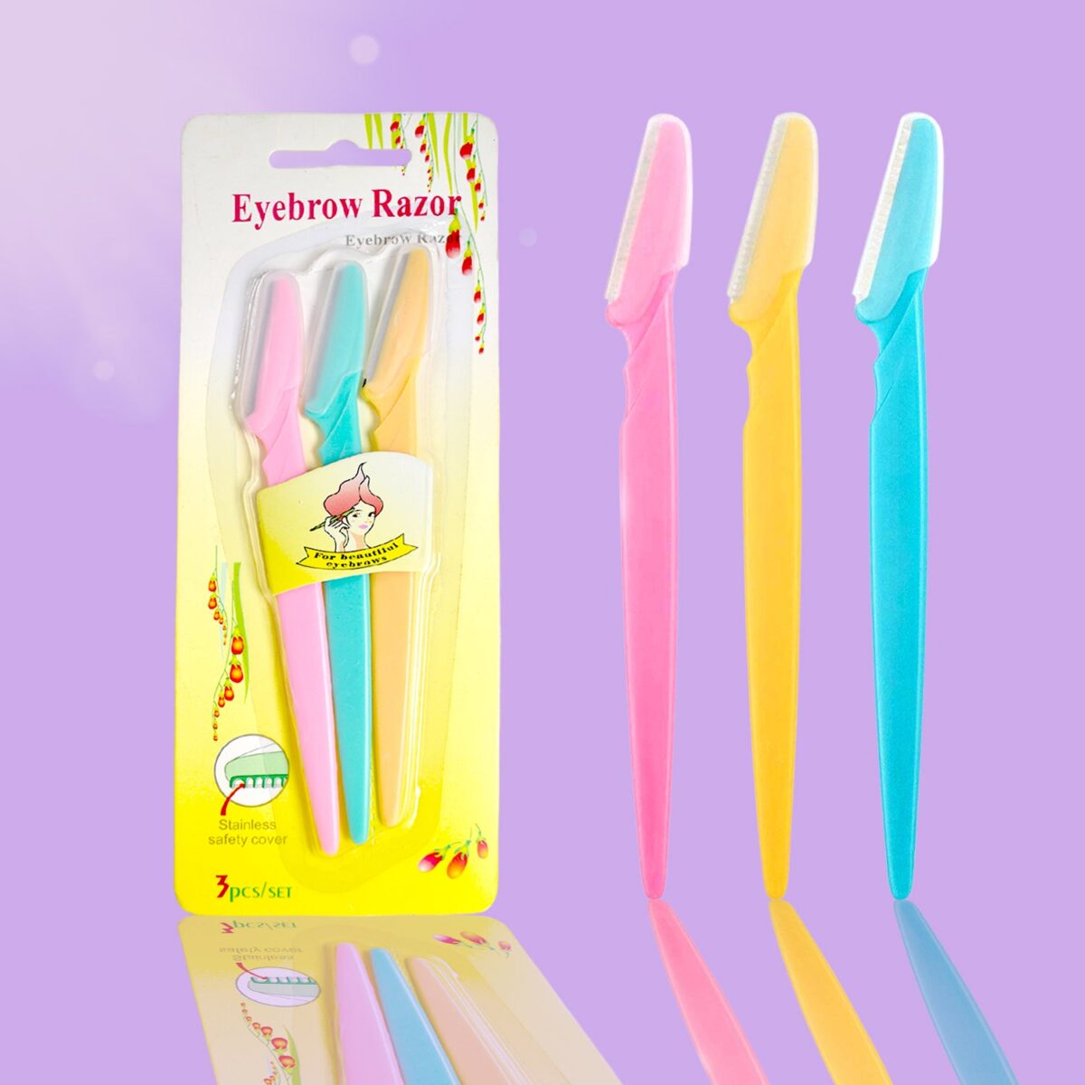 Eyebrow Painless Facial Hair Remover Razor for Face, Women and Men (3 Pack) - Image 1