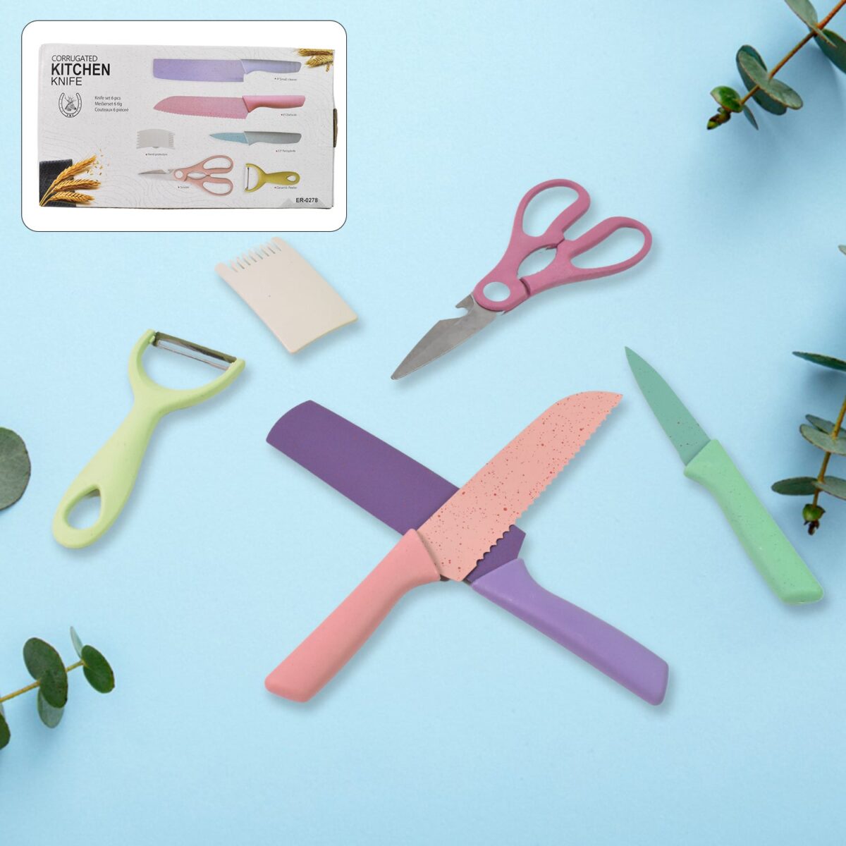 Professional Colorful Kitchen Knives Set (6 Pcs Set) - Image 1
