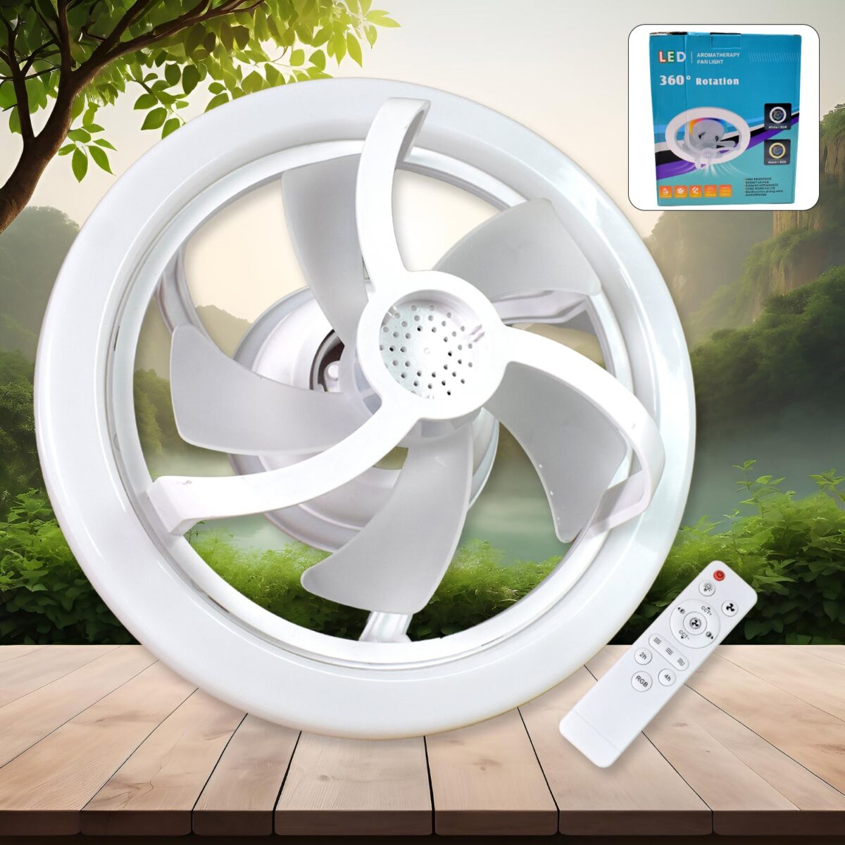 360Ã‚Â° Rotation Ceiling Fan Light Smart Fan with Remote Control (1 Pc) - Image 1