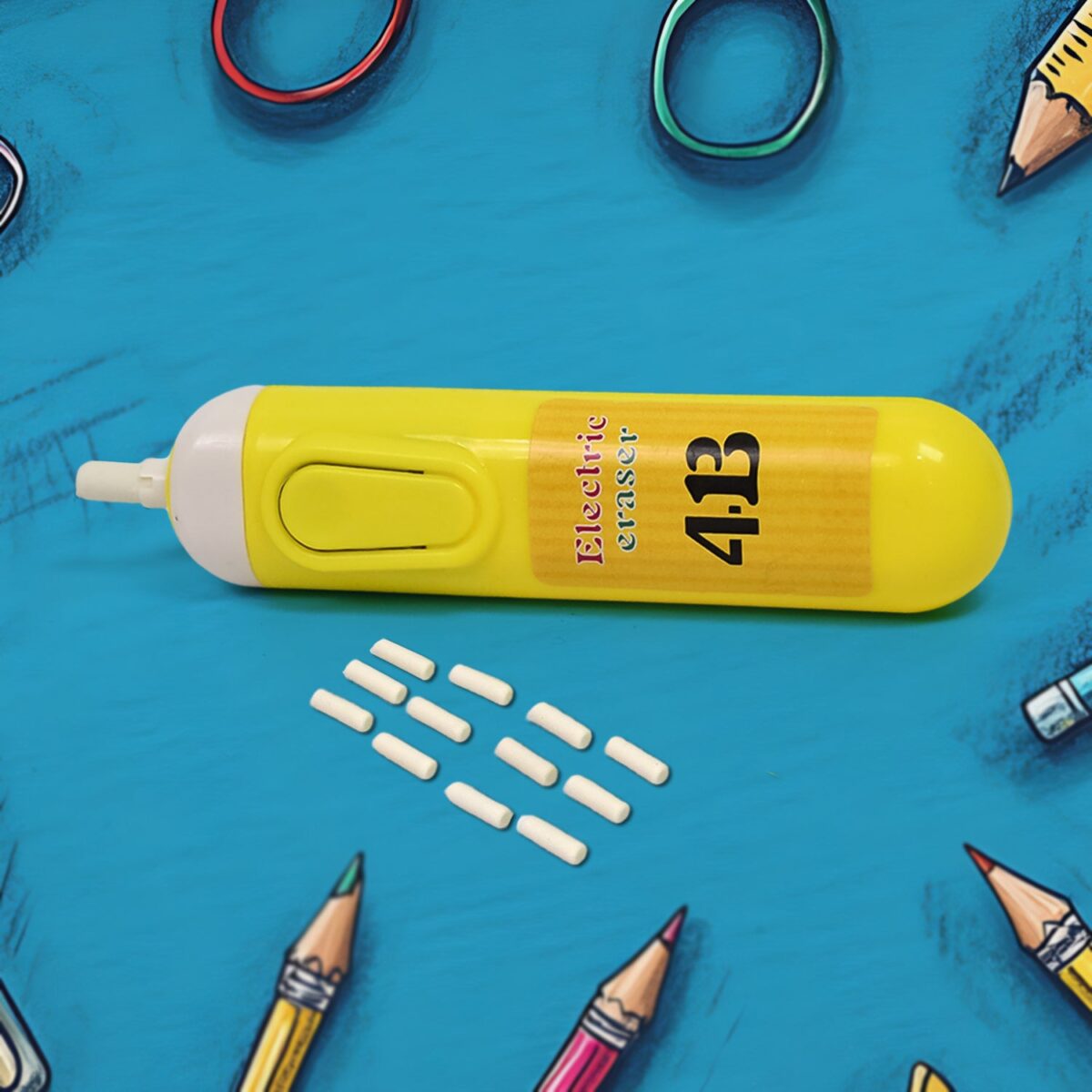 Electric Eraser Kit Automatic Pencil Eraser Battery Operated with 12 Eraser Refills - Image 1