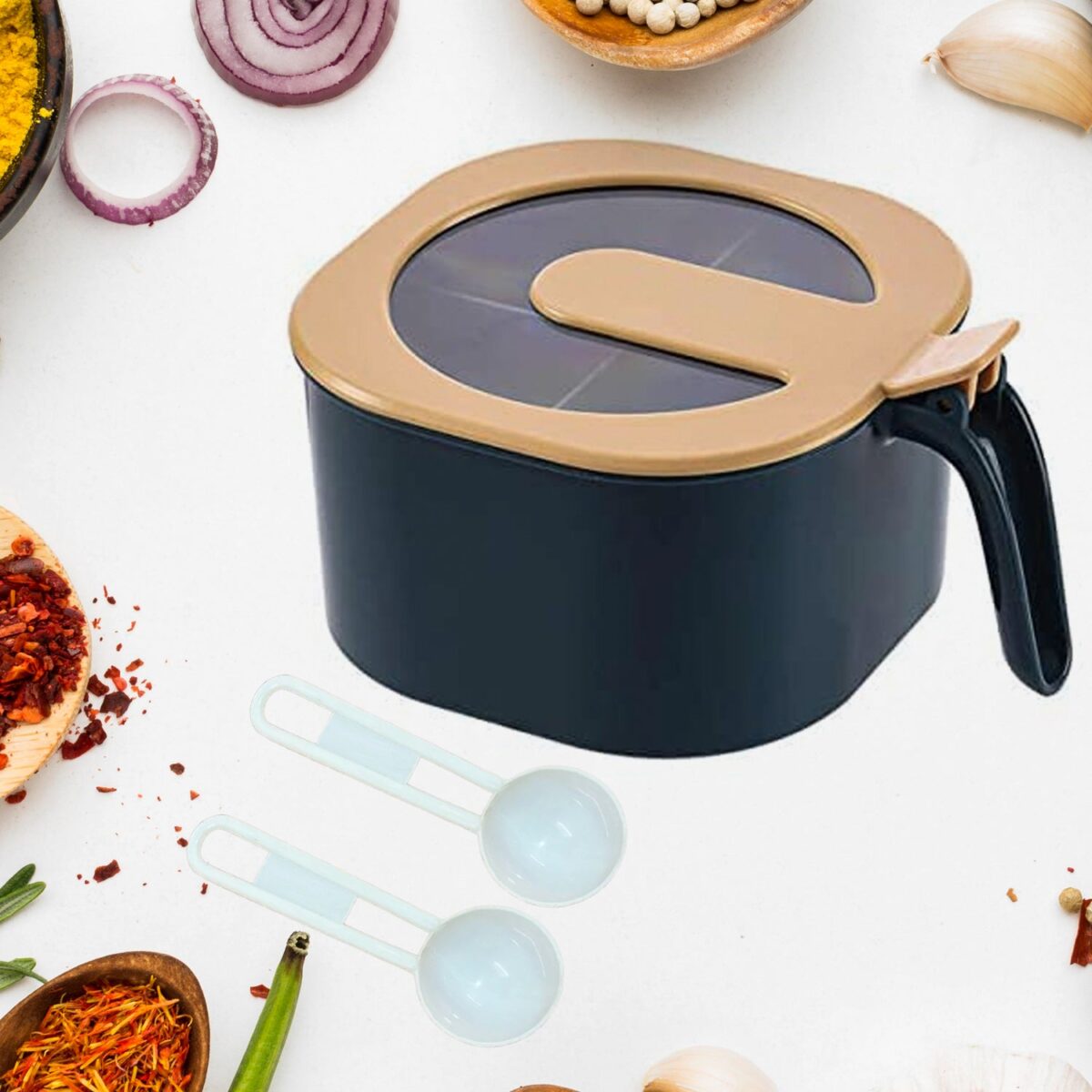 Fancy 4-Section Masala Box for Kitchen Storage (Spice Container) - Image 4