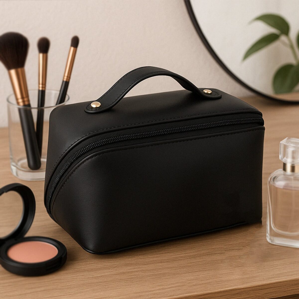 Premium Travel Makeup & Toiletry Organizer Pouch with Zipper & Handle(1 Pc) - Image 6