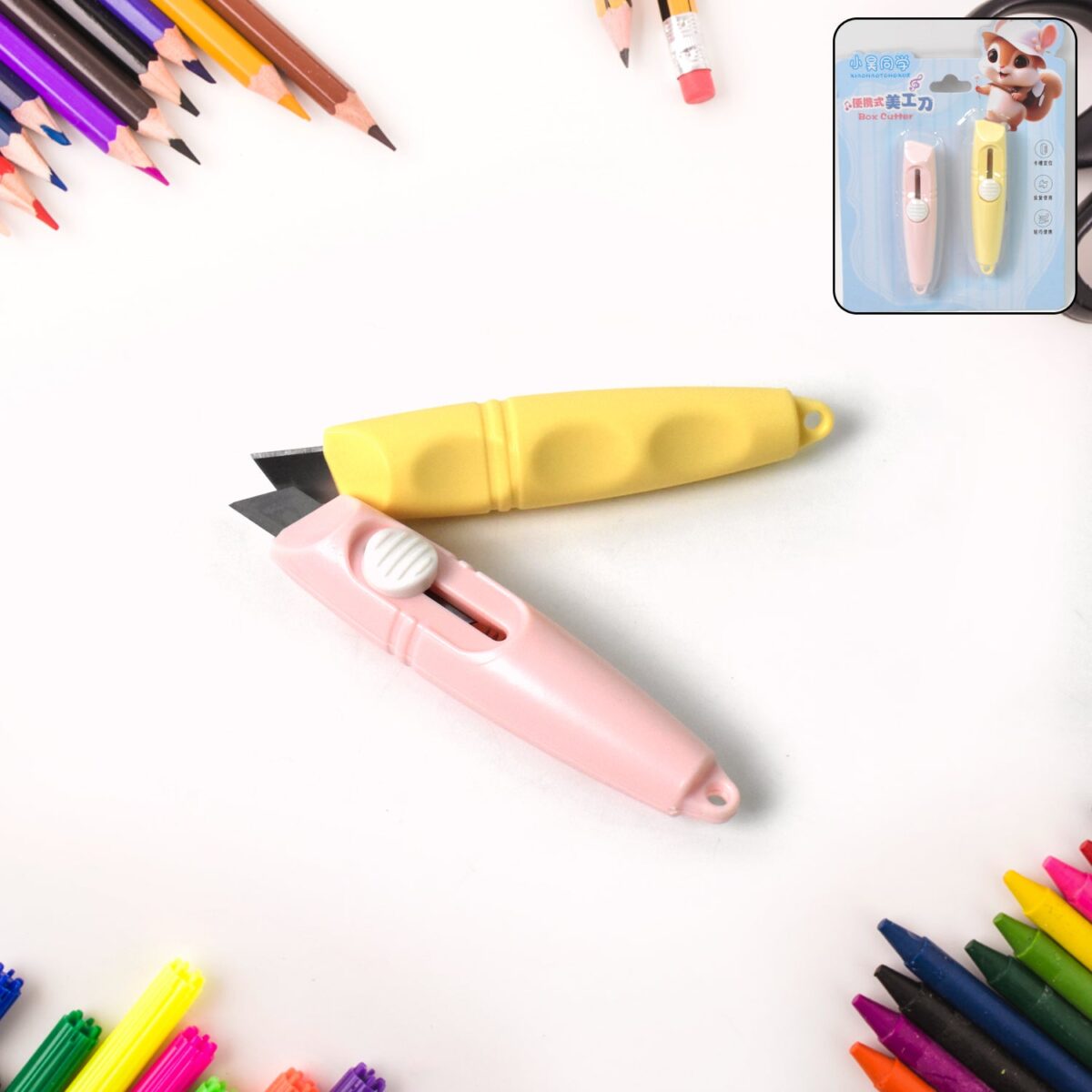 Whistle Shaped Cute Utility Knives Keychain, Portable Mail Opener (2 Pcs Set) - Image 1