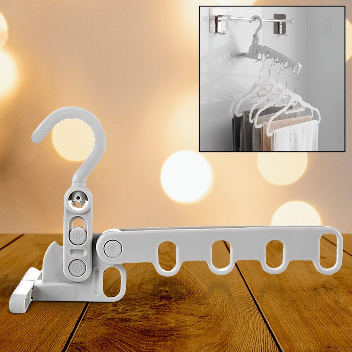 5-Hole Foldable Clothes Hanger â€“ Robust, Space-Saving Travel Rack - Image 1
