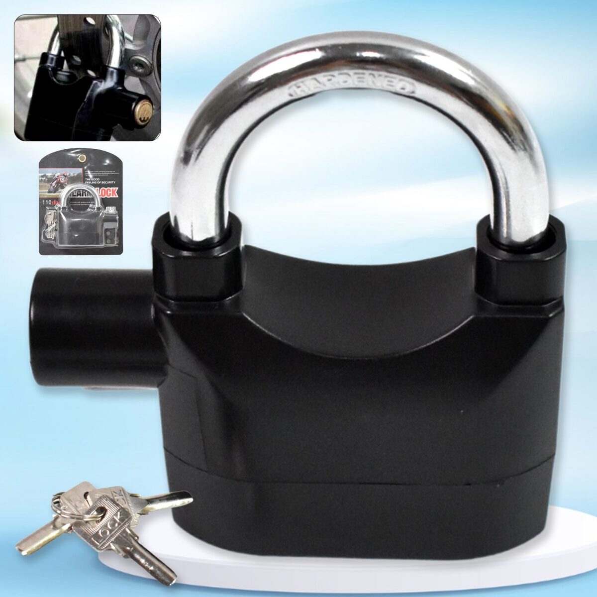 Plastic Body Waterproof Siren Alarm Smart Alarm Lock & 3 Keys (1 Set) - Image 1