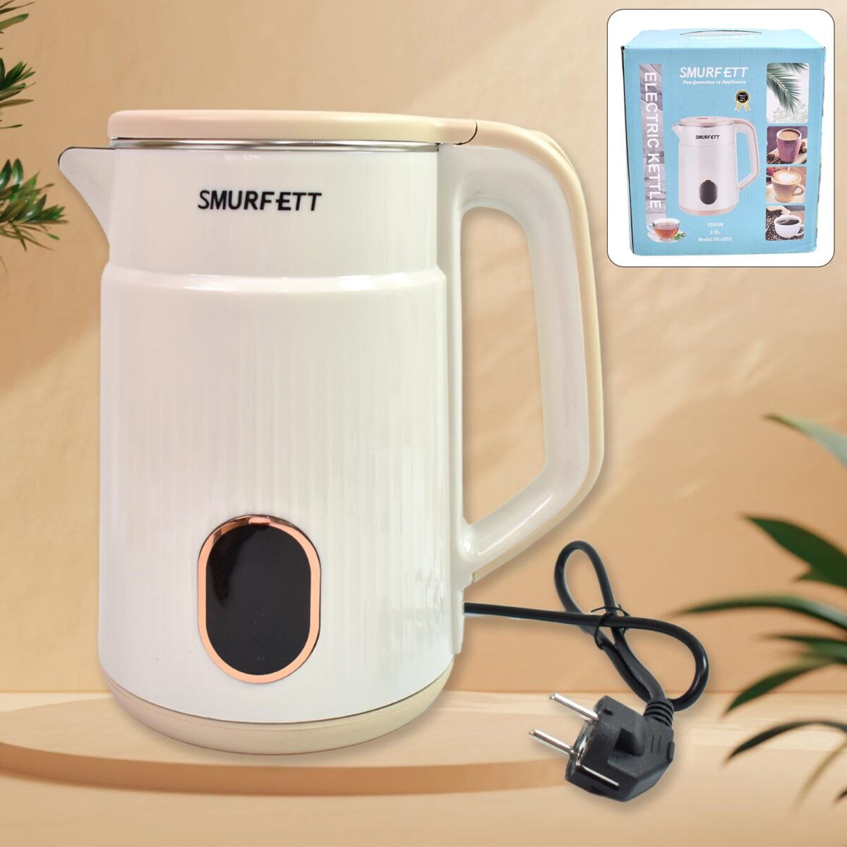 Double Wall Stainless Steel Electric Cordless Tea Kettle (1500W / 2.3 Ltr.) - Image 1