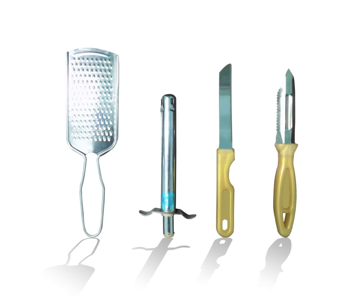 4In1 Combo - Stainless Steel Kitchen Lighter, Knife, Peeler and Smooth Grater - Image 1