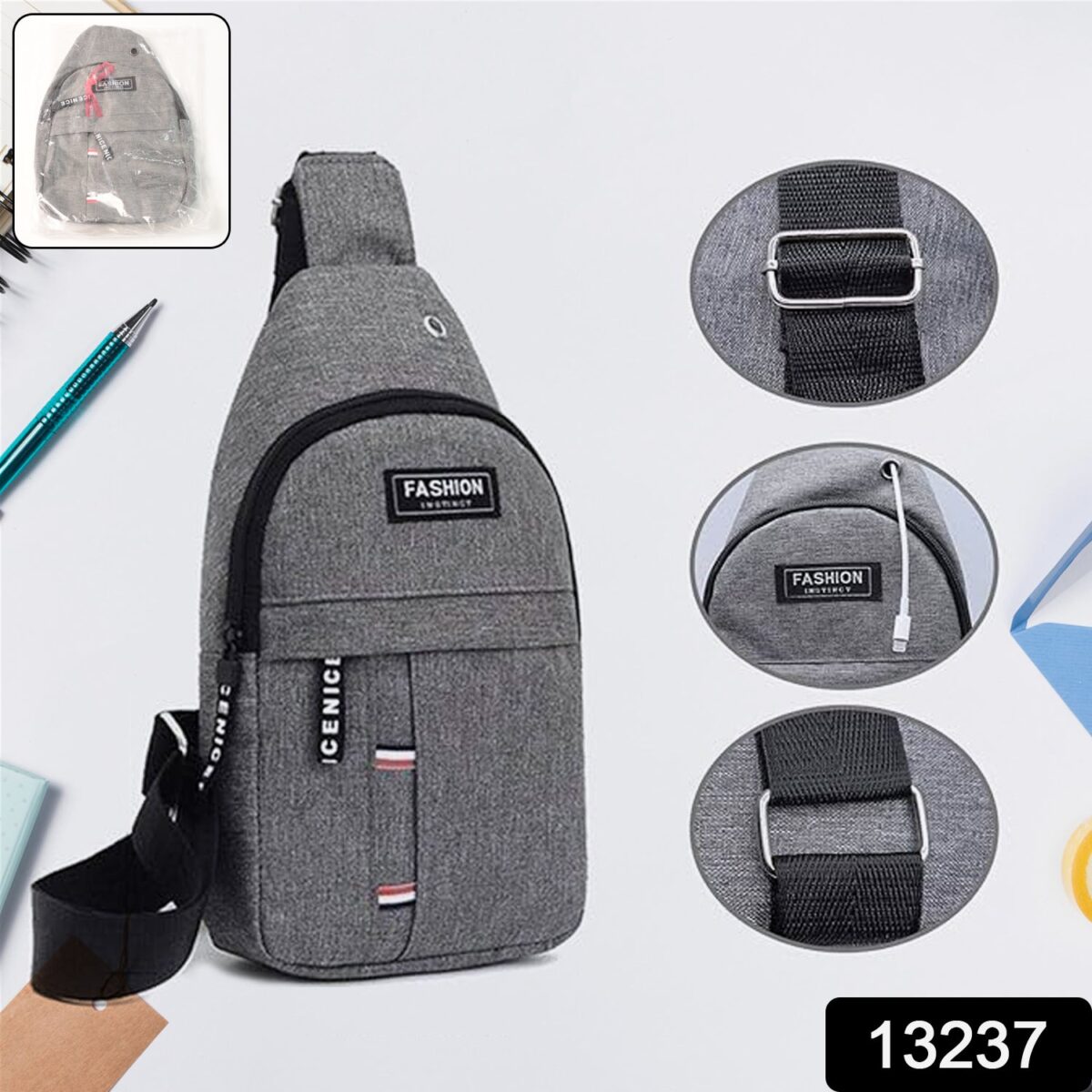 Waterproof Waist Bag, Shoulder Bags USB Charging Earphone Hook Sling Travel Bag (1 Pc / Mix Color) - Image 2