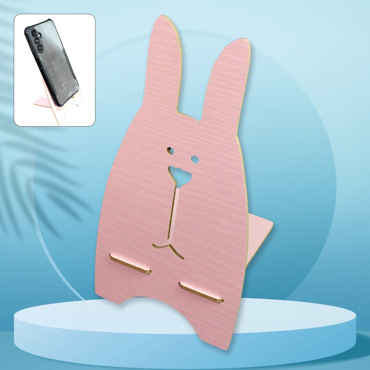 Wooden Cute Lovely Rabbit Design Mobile Stand (1 Pc) - Image 1