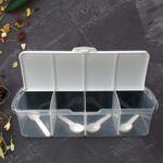 Kitchen Multipurpose Air-tight 4 Sections Storage Containers / Masala BoxÂ Pickle (Achar) Jar with 4 spoon for each section (1 Pc / Mix Color) - Image 5