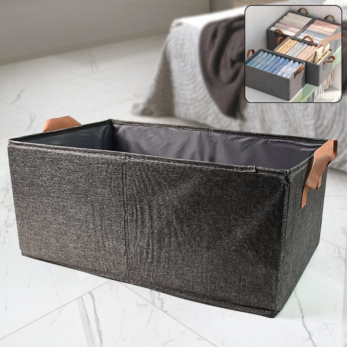 Foldable Cloth Storage Organizer Bag With Handles (46x27Cm1Pc) - Image 1