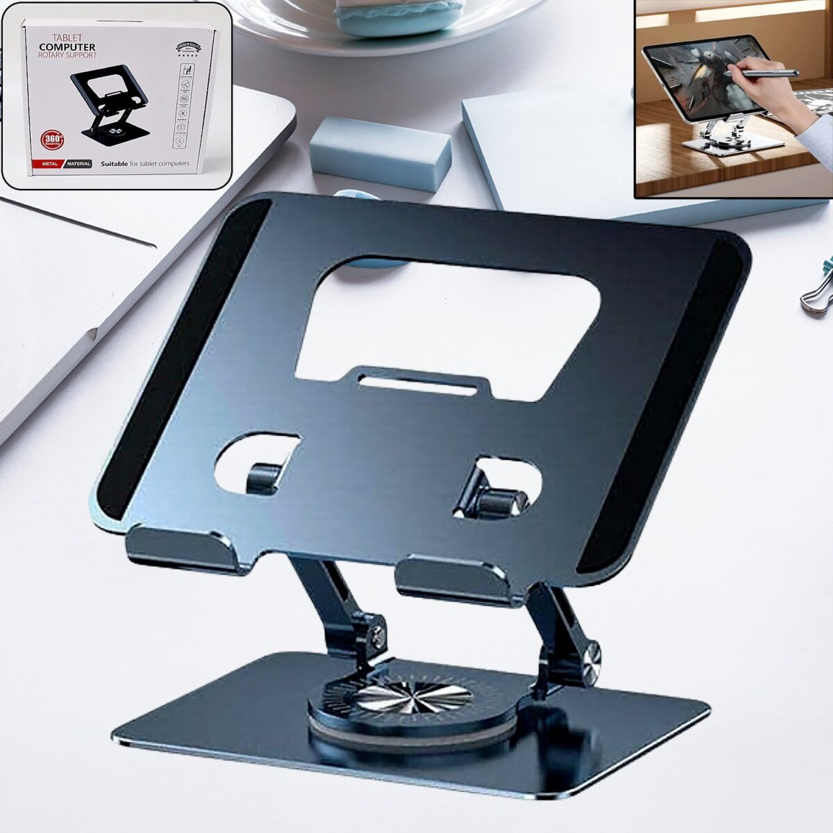Aluminum Alloy 360Ã‚Â°Rotating Bracket, Adjustable Laptop Stand, Portable Foldable Ergonomic Laptop Support - Image 1