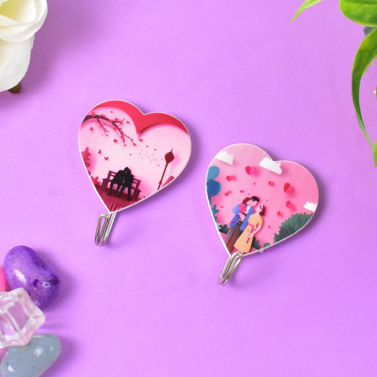 Multipurpose Strong Heart Shape Hook Self-Adhesive hooks (2 Pc Set) - Image 1