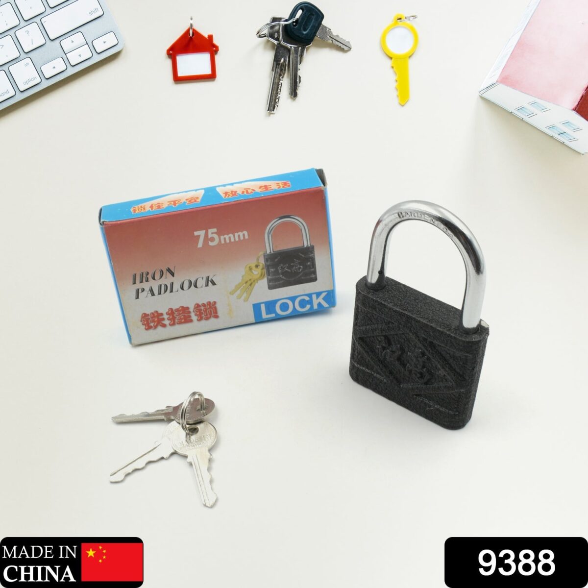 Black Iron Padlock Ã¢â‚¬â€œ Brass Core, Waterproof & Anti-Theft for Home & Outdoor (75 mm) - Image 2
