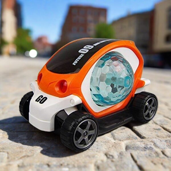 360Â° Rotating Stunt Car Toy â€“ Bump & Go with 4D Lights, Music & Disco Ball (1 Pc, Battery Not Included)