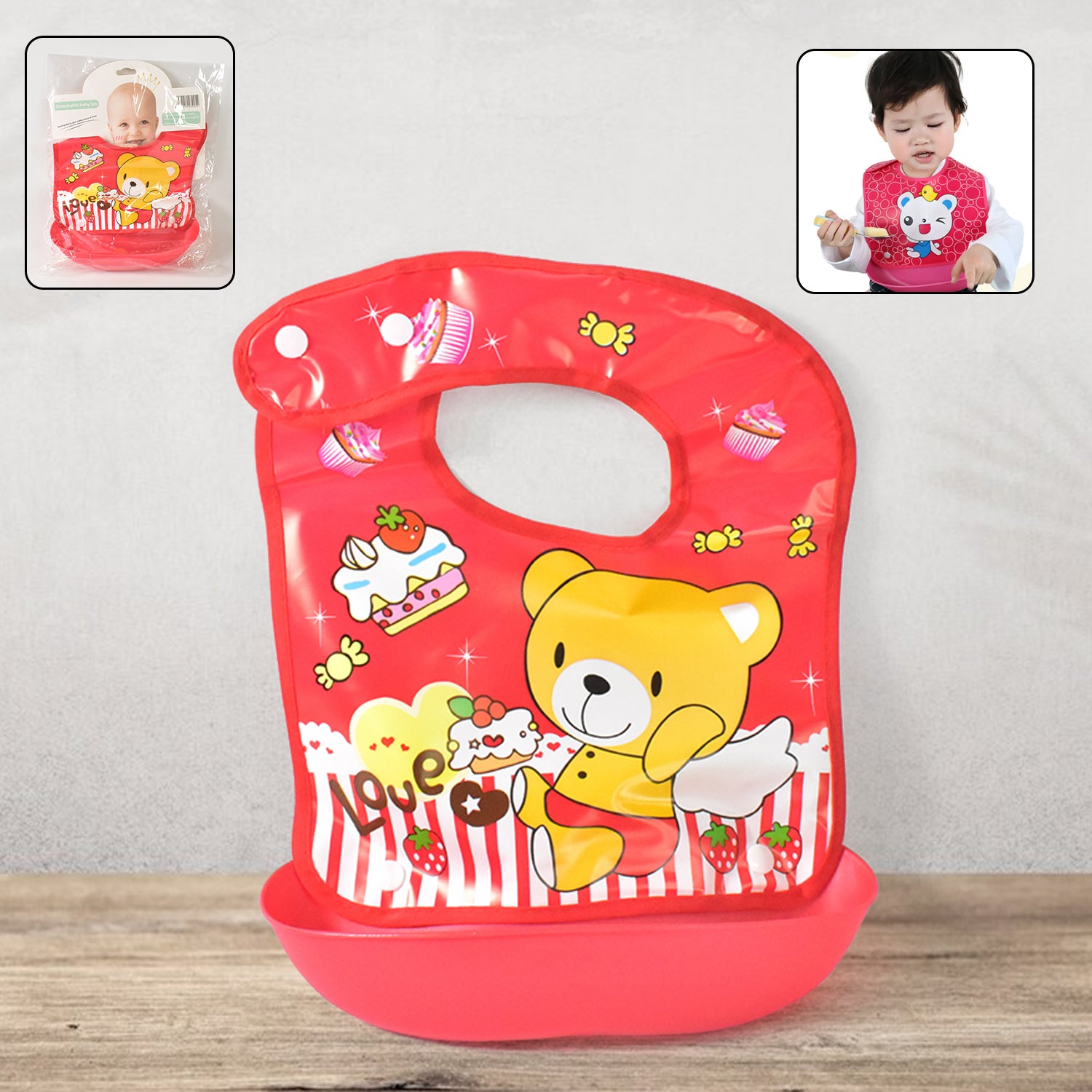01_e02660da-cfdf-42c1-8893-09755feb0b4b.jpg Multifunctional Waterproof BPA Free Reusable Soft Fabric Plastic Baby Bib (1 Pc) - Image 1