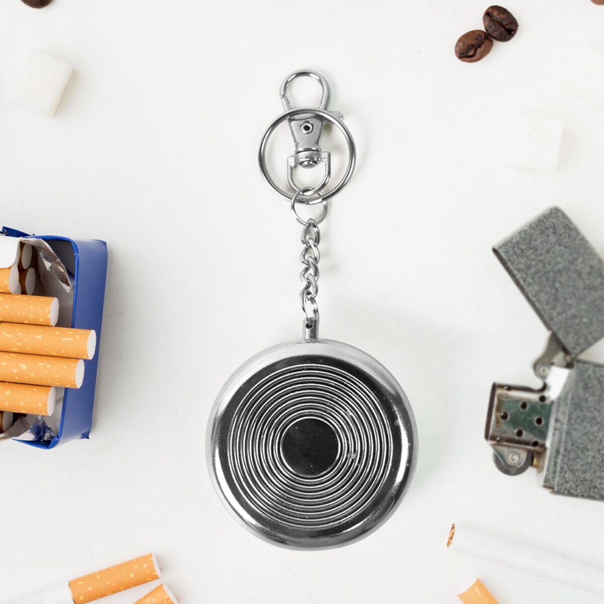 Mini Pocket SS Ashtray with keyring (1pc) - Image 1