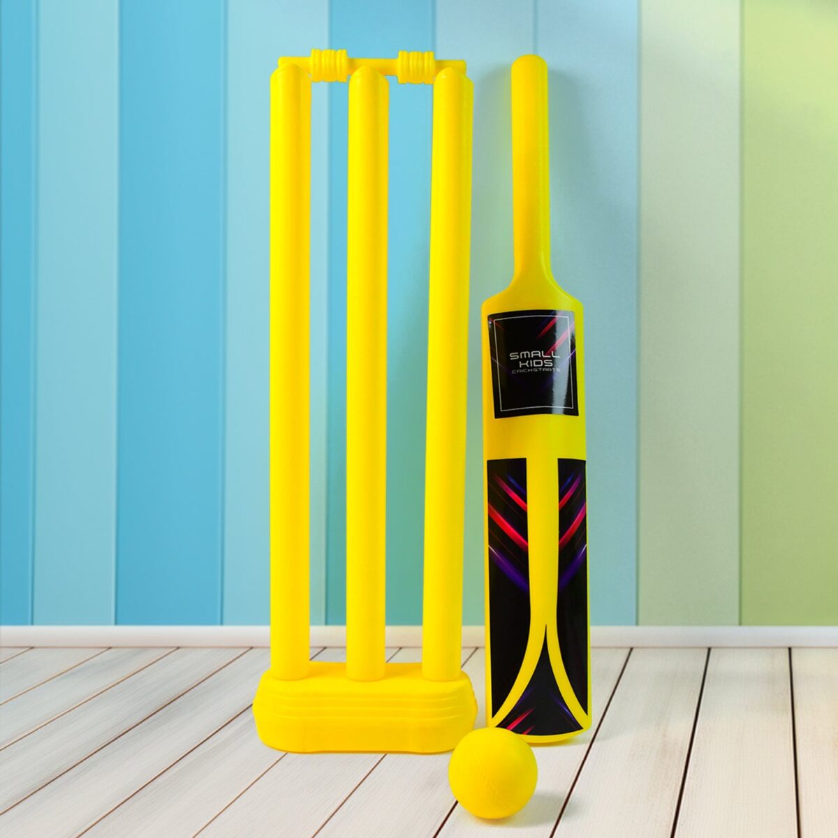 Small Cricket Kit for Boys & Girls, Cricket Set with 1 Cricket Bat, 1 Plastic Ball, Bails, 3 Stumps with Stand Base - Image 1